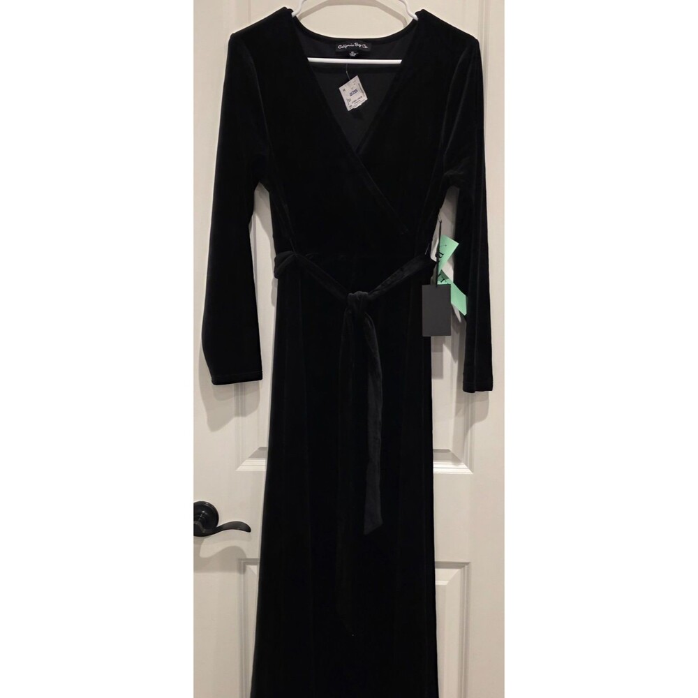 California Bay Co. Women's Velvet Classy Dress, Size XL, Black (0066)